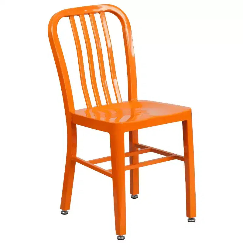 Set da tavolo Flash Furniture di livello commerciale rotondo da 24 pollici in metallo per interni ed esterni con 2 sedie con schienale a doghe verticali