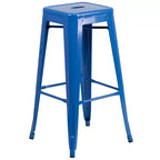 Flash Furniture Tavolo da Bar Rotondo da 24 Pollici in Metallo per Interni ed Esterni con 2 Sgabelli Senza Schienale con Seduta Quadrata