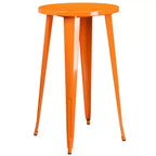 Flash Furniture Tavolo da Bar Rotondo da 24 Pollici in Metallo per Interni ed Esterni con 2 Sgabelli Senza Schienale con Seduta Quadrata