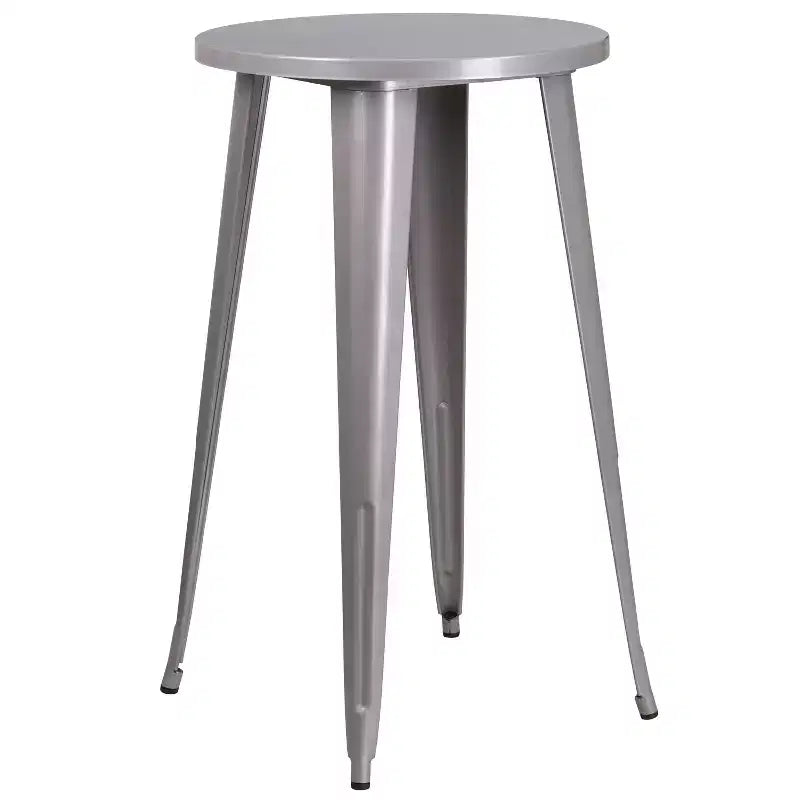 Flash Furniture Tavolo da Bar Rotondo da 24 Pollici in Metallo per Interni ed Esterni con 2 Sgabelli Senza Schienale con Seduta Quadrata