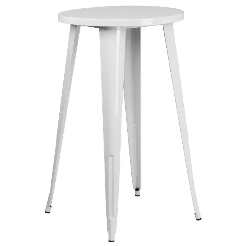 Flash Furniture Tavolo da Bar Rotondo da 24 Pollici in Metallo per Interni ed Esterni con 2 Sgabelli Senza Schienale con Seduta Quadrata