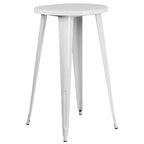 Flash Furniture Tavolo da Bar Rotondo da 24 Pollici in Metallo per Interni ed Esterni con 2 Sgabelli Senza Schienale con Seduta Quadrata