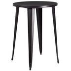 Set tavolo da bar rotondo da 30 per interni-esterni in metallo di grado commerciale Flash Furniture con 4 sgabelli senza schienale con sedile quadrato