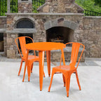 Flash Furniture Tavolo Rotondo in Metallo da 30 per Interni/Esterni di Grado Commerciale con 2 Sedie da Bar