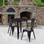 Flash Furniture Tavolo Rotondo in Metallo da 30 per Interni/Esterni di Grado Commerciale con 2 Sedie da Bar