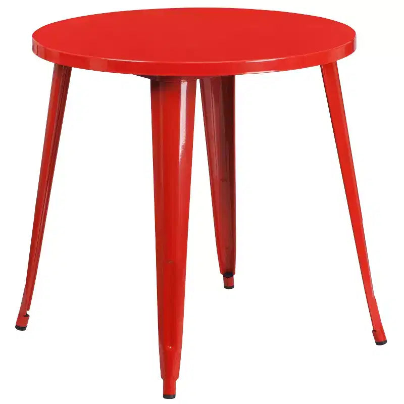 Flash Furniture Tavolo Rotondo in Metallo da 30 per Interni/Esterni di Grado Commerciale con 2 Sedie da Bar