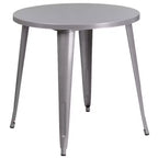 Flash Furniture Tavolo Rotondo in Metallo da 30 per Interni/Esterni di Grado Commerciale con 2 Sedie da Bar