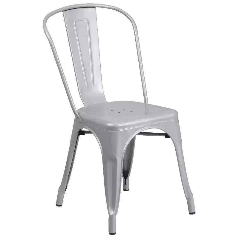 Flash Furniture Tavolo Rotondo in Metallo da 30 per Interni/Esterni di Grado Commerciale con 2 Sedie da Bar