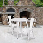 Flash Furniture Tavolo Rotondo in Metallo da 30 per Interni/Esterni di Grado Commerciale con 2 Sedie da Bar