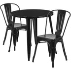 Flash Furniture Tavolo Rotondo in Metallo da 30 per Interni/Esterni di Grado Commerciale con 2 Sedie da Bar