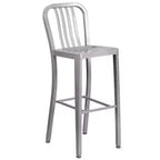 Ensemble de table de bar ronde en métal de 30 po de qualité commerciale Flash Furniture avec 2 tabourets à dossier à lattes verticales pour l'intérieur et l'extérieur