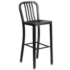 Ensemble de table de bar ronde en métal de 30 po de qualité commerciale Flash Furniture avec 2 tabourets à dossier à lattes verticales pour l'intérieur et l'extérieur
