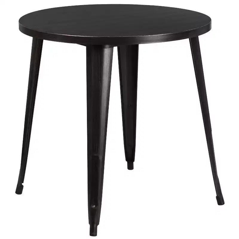 Flash Furniture Set da Tavolo Rotondo in Metallo da 30" Grado Commerciale per Interni ed Esterni con 4 Sedie da Caffetteria
