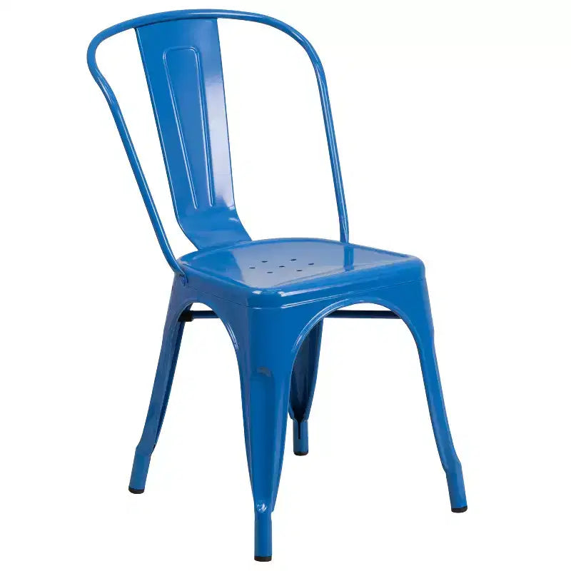 Flash Furniture Set da Tavolo Rotondo in Metallo da 30" Grado Commerciale per Interni ed Esterni con 4 Sedie da Caffetteria