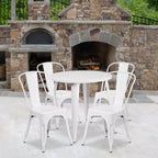 Flash Furniture Set da Tavolo Rotondo in Metallo da 30" Grado Commerciale per Interni ed Esterni con 4 Sedie da Caffetteria