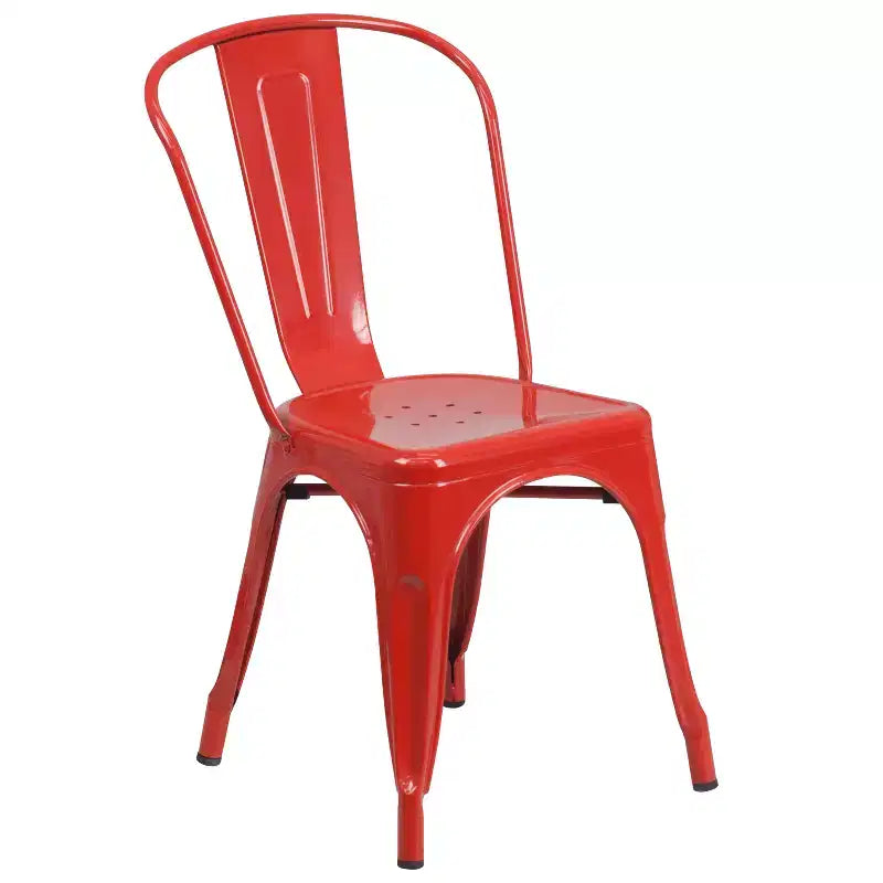 Flash Furniture Set da Tavolo Rotondo in Metallo da 30" Grado Commerciale per Interni ed Esterni con 4 Sedie da Caffetteria
