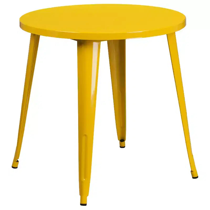 Flash Furniture Set da Tavolo Rotondo in Metallo da 30" Grado Commerciale per Interni ed Esterni con 4 Sedie da Caffetteria