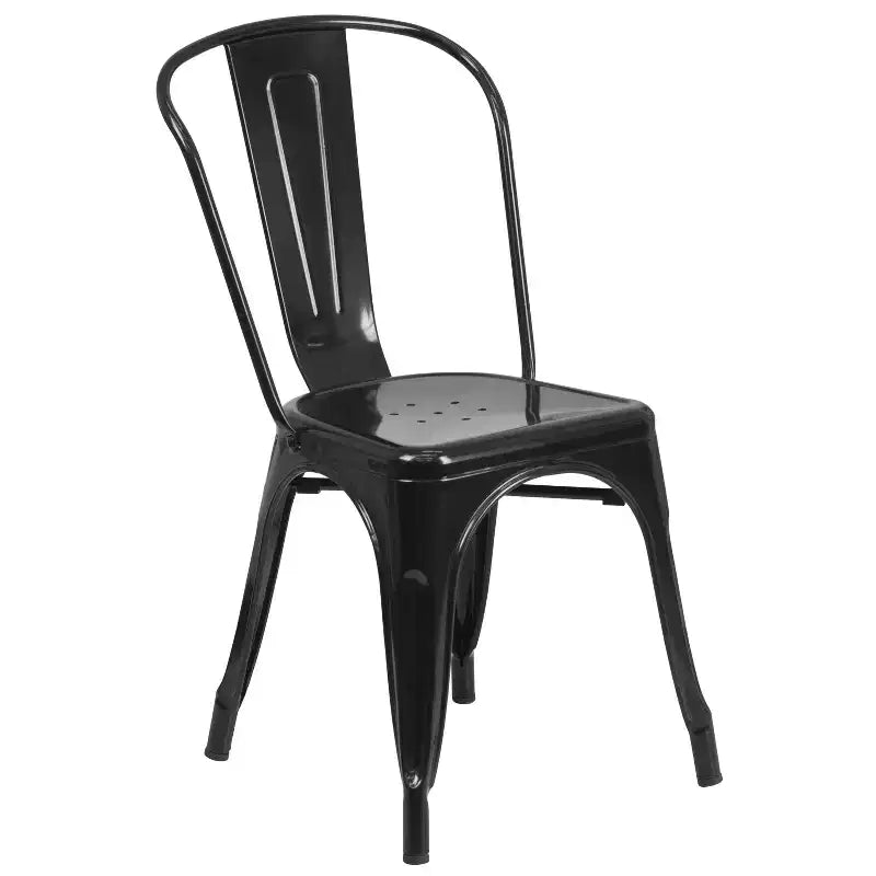 Set Tavolo Rettangolare in Metallo 80x160 cm per Interni-Esterni Flash Furniture di Qualità Commerciale con 4 Sedie Impilabili