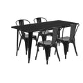 Set Tavolo Rettangolare in Metallo 80x160 cm per Interni-Esterni Flash Furniture di Qualità Commerciale con 4 Sedie Impilabili
