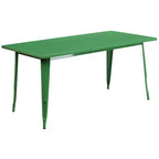 Set Tavolo Rettangolare per Interni ed Esterni in Metallo 80x160 cm con 6 Poltroncine, Grado Commerciale Flash Furniture