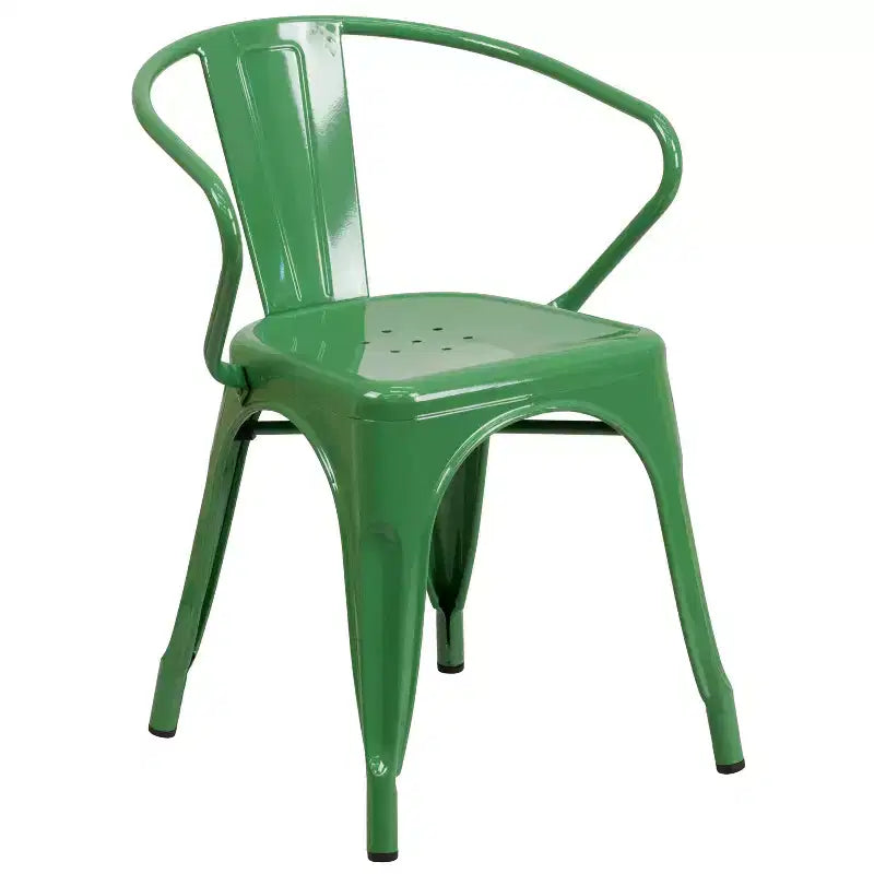 Set Tavolo Rettangolare per Interni ed Esterni in Metallo 80x160 cm con 6 Poltroncine, Grado Commerciale Flash Furniture