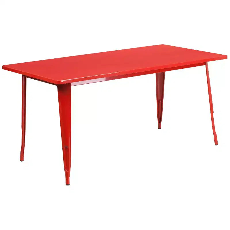 Set Tavolo Rettangolare per Interni ed Esterni in Metallo 80x160 cm con 6 Poltroncine, Grado Commerciale Flash Furniture