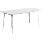 Set Tavolo Rettangolare per Interni ed Esterni in Metallo 80x160 cm con 6 Poltroncine, Grado Commerciale Flash Furniture