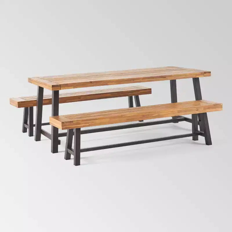 Set da pranzo picnic Carlisle 3 pezzi in legno di acacia - Christopher Knight Home