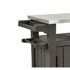 Carrello da bar per feste all'aperto con ruote, contenitore e ripiano portaoggetti, marrone scuro - 35,4 A x 48,7 L x 20,4 P