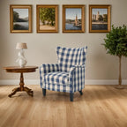 Poltrona imbottita schienale alto Modern Retro 30,25" con gambe in legno per soggiorno