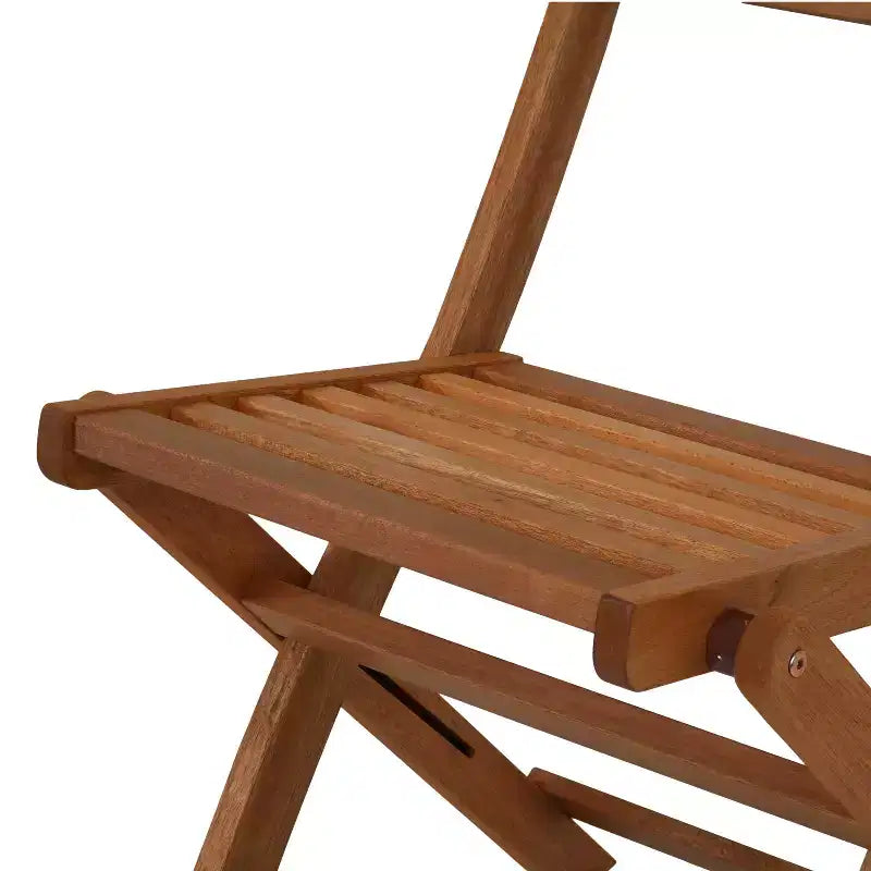 Set da pranzo da esterno pieghevole Sunnydaze con tavolo e sedie in legno Meranti con finitura a olio di teak - Marrone - 5 pz