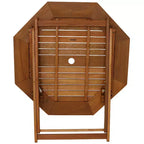 Set da pranzo da esterno pieghevole Sunnydaze con tavolo e sedie in legno Meranti con finitura a olio di teak - Marrone - 5 pz