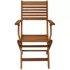 Set da pranzo da esterno pieghevole Sunnydaze con tavolo e sedie in legno Meranti con finitura a olio di teak - Marrone - 5 pz