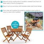 Set da pranzo da esterno pieghevole Sunnydaze con tavolo e sedie in legno Meranti con finitura a olio di teak - Marrone - 5 pz