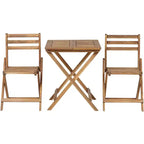 Teal Island Designs Ensemble bistrot pliant 3 pièces en bois naturel pour extérieur, table et chaises de 60 cm de large pour terrasse ou porche