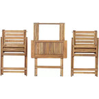 Teal Island Designs Ensemble bistrot pliant 3 pièces en bois naturel pour extérieur, table et chaises de 60 cm de large pour terrasse ou porche