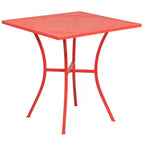 Flash Furniture Oia Set Tavolo da Patio Quadrato da 28 Pollici in Acciaio per Interni ed Esterni per Uso Commerciale con 4 Sedie con Schienale Rotondo