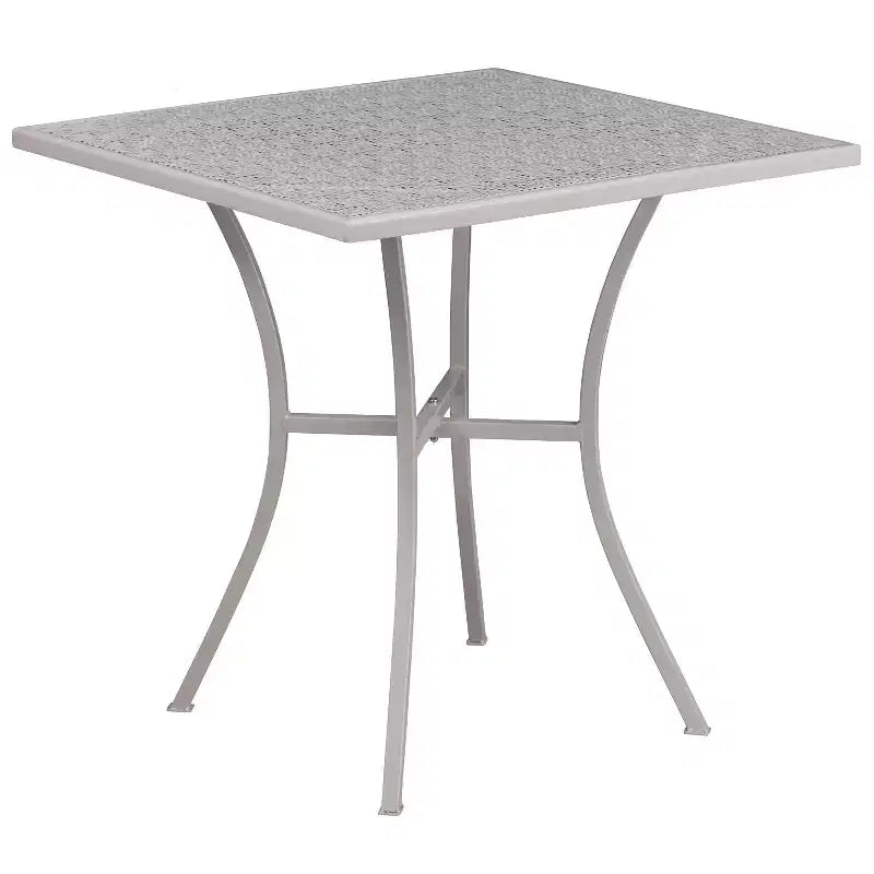 Flash Furniture Oia Set Tavolo da Patio Quadrato da 28 Pollici in Acciaio per Interni ed Esterni per Uso Commerciale con 4 Sedie con Schienale Rotondo