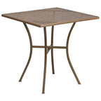Flash Furniture Oia Set da Tavolo da Patio in Acciaio Quadrato da 28" Commerciale per Interni-Esterni con 4 Sedie a Schienale Quadrato