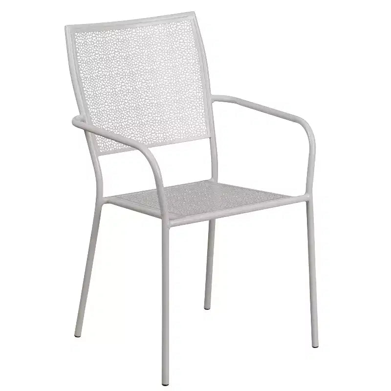 Flash Furniture Oia Set da Tavolo da Patio in Acciaio Quadrato da 28" Commerciale per Interni-Esterni con 4 Sedie a Schienale Quadrato