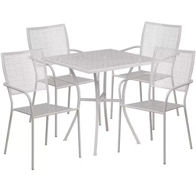 Flash Furniture Oia Commercial Grade 28 Square Indoor-Outdoor Steel Patio Table Set with 4 Square Back Chairs