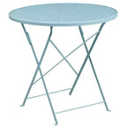 Set tavolo da patio pieghevole in acciaio Flash Furniture Oia commerciale, rotondo da 30", per interni/esterni, con 2 sedie con schienale rotondo