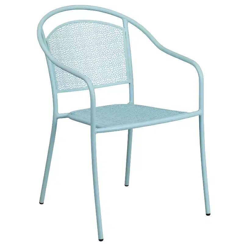 Set tavolo da patio pieghevole in acciaio Flash Furniture Oia commerciale, rotondo da 30", per interni/esterni, con 2 sedie con schienale rotondo