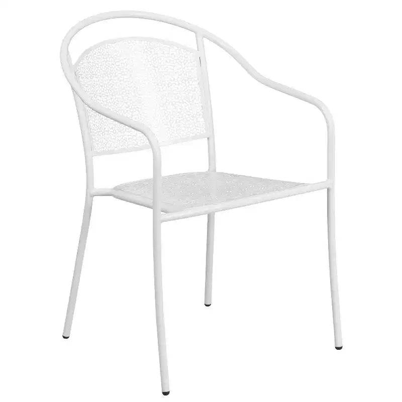 Set tavolo da patio pieghevole in acciaio Flash Furniture Oia commerciale, rotondo da 30", per interni/esterni, con 2 sedie con schienale rotondo