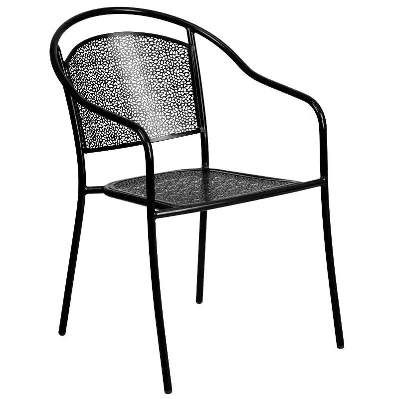 Flash Furniture Oia Set Tavolo Pieghevole da Patio Quadrato da 28" per Interni/Esterni in Acciaio per Uso Commerciale con 4 Sedie con Schienale Rotondo