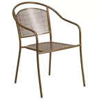Set tavolo da patio Flash Furniture Oia commerciale da 35,5 pollici quadrato in acciaio per interni ed esterni con 2 sedie con schienale rotondo