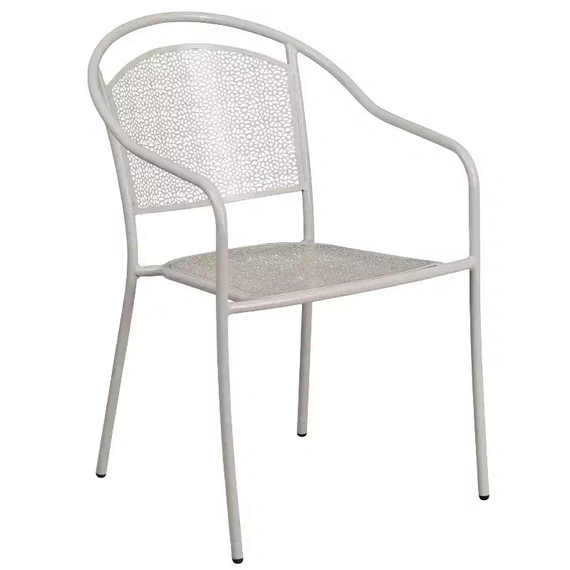 Set tavolo da patio Flash Furniture Oia commerciale da 35,5 pollici quadrato in acciaio per interni ed esterni con 2 sedie con schienale rotondo