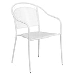 Set tavolo da patio Flash Furniture Oia commerciale da 35,5 pollici quadrato in acciaio per interni ed esterni con 2 sedie con schienale rotondo