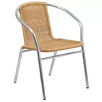Set da tavola Flash Furniture Lila rotondo da 23,5" in alluminio per interni-esterni con 2 sedie in rattan