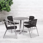 Flash Furniture Lila Set Tavolo Rotondo 31,5" in Alluminio per Interni/Esterni con 4 Sedie in Rattan